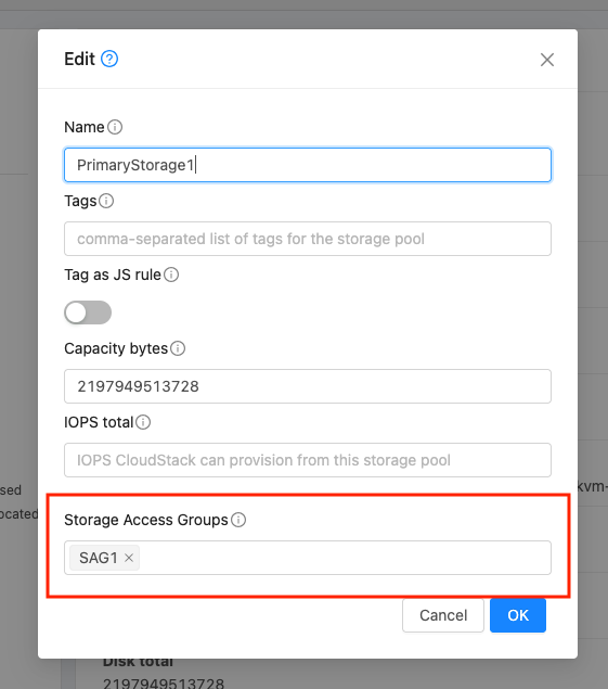 Adding storage access groups on primary storage